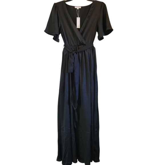 Baltic Born Black Sicily Satin Maxi Dress - Picture 2 of 8